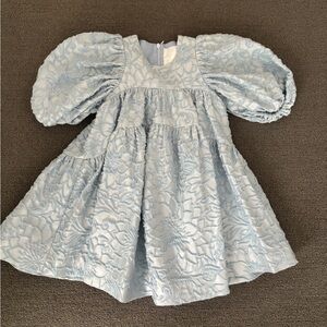 Caroline Bosmans I love Haha puff sleeve girl special occasion dress blue floral